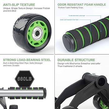 4 Wheel Abdominal Exercise Roller + Knee Support